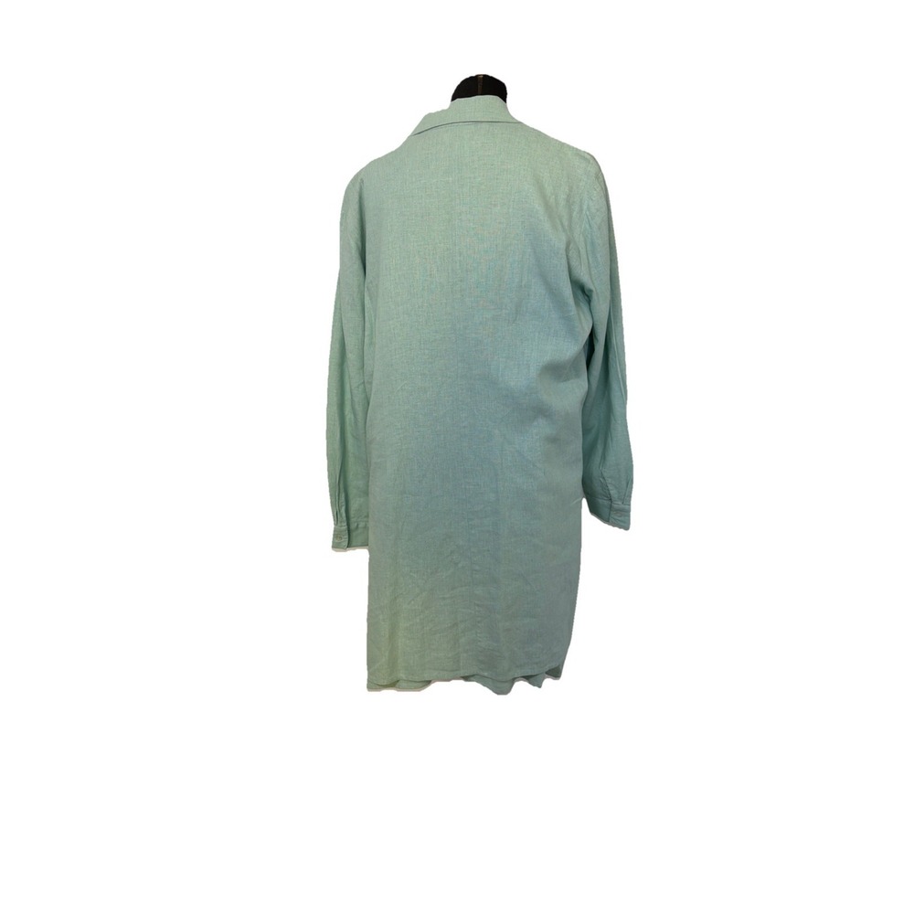Coldwater Creek 2 Piece Green Dress Set Linen Sleeveless Long Button Down Size L - Picture 2 of 9